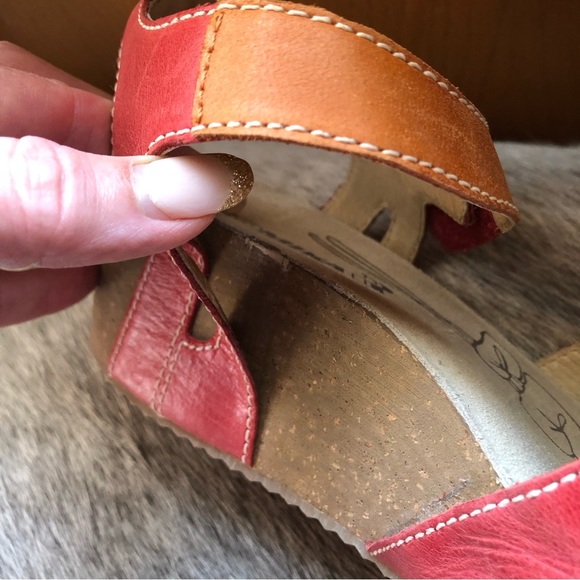 Romika Leather Double Velcro Fasten Platform Sandal Red Orange leather 9.5 - Picture 6 of 9